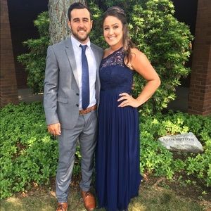 Long One Shoulder Lace Bridesmaid Dress